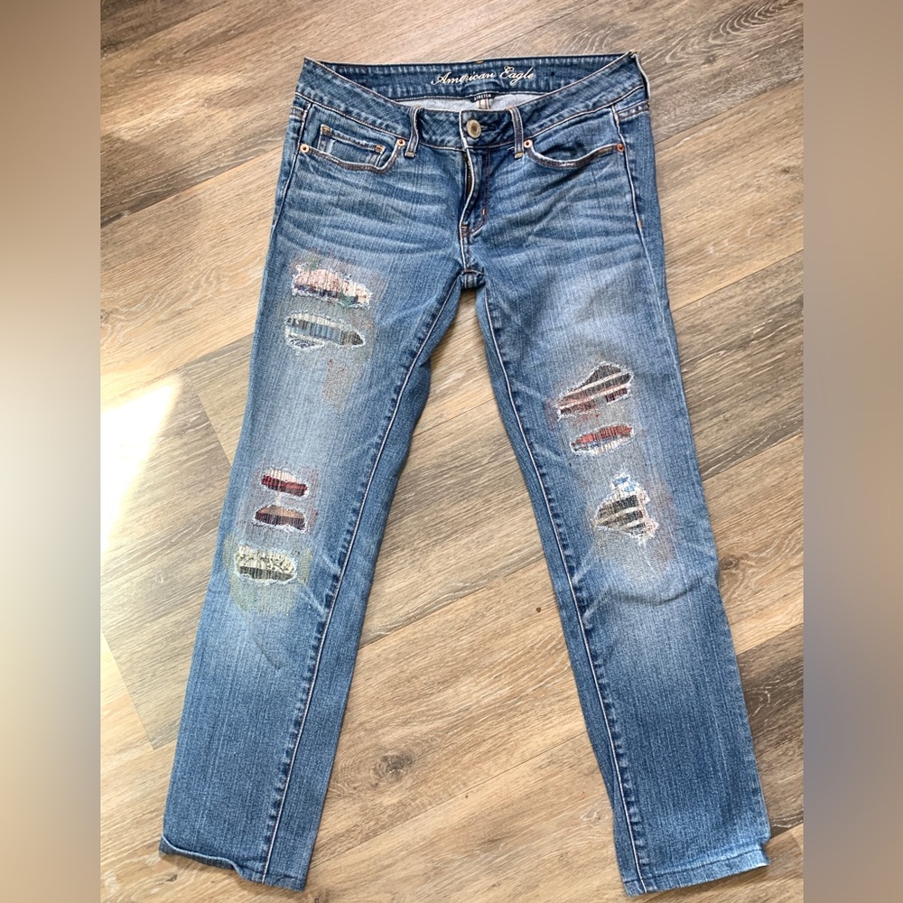 Denim jeans distressed
